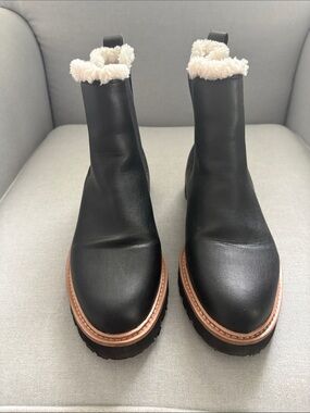 Jcrew Black leather Sherpa-Trim Chelsea Boots for Women